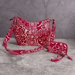 Vera Bradley Twirly Birds in Pink Retired Pattern Shoulder Bag & Mini Wallet Set